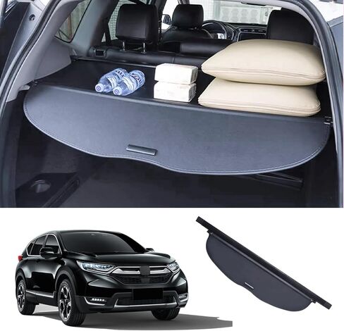 غطاء صندوق السيارة مناسب لهوندا CRV CR-V 2022 2021 2020 2019 2018 2017 قماش أسود قابل للسحب خلفي لحمل الأمتعة والأمتعة غطاء حماية للظل جميع ملحقات الطقس in Saudi Arabia