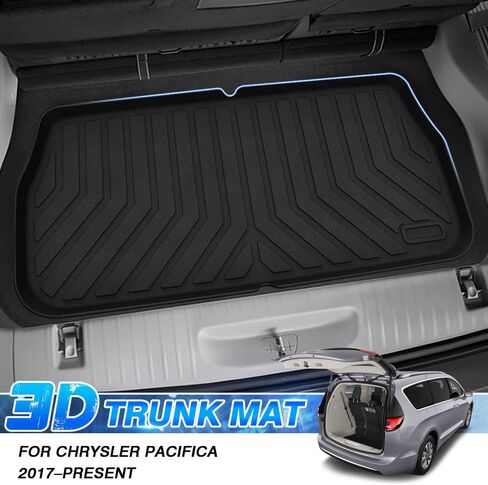 T TGBROS Cargo Mat مخصص مناسب لـ 2017-2023 Chrysler Pacifica Accessories الصف الثالث لجميع الأحوال الجوية بطانة البضائع الخلفية الجذع بطانة سوداء غير قابلة للانزلاق in Kuwait