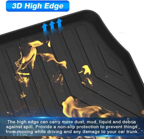 T TGBROS Cargo Mat مخصص مناسب لـ 2017-2023 Chrysler Pacifica Accessories الصف الثالث لجميع الأحوال الجوية بطانة البضائع الخلفية الجذع بطانة سوداء غير قابلة للانزلاق in Kuwait