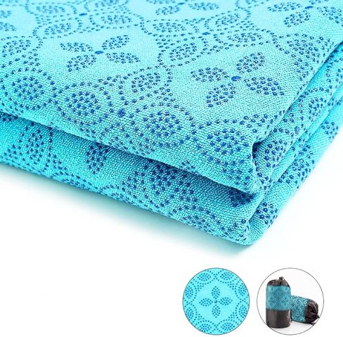 Yoga Towel, Hot Yoga Mat Towel - Sweat Absorbing Non-Slip for Hot Yoga, Pilates and Workout with Upgraded Clover-Shaped Grip Dots (72 * 24 inches, Pink) in Saudi Arabia