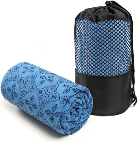 Yoga Towel, Hot Yoga Mat Towel - Sweat Absorbing Non-Slip for Hot Yoga, Pilates and Workout with Upgraded Clover-Shaped Grip Dots (72 * 24 inches, Pink) in Saudi Arabia