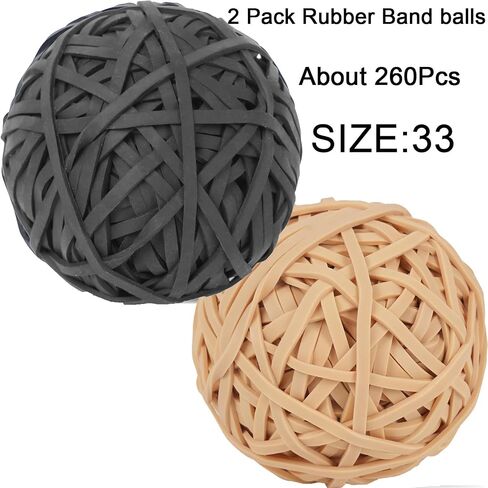 Rubber Band Ball #33 rubber bands Black 2 Pack ball About 260pcs elastic Bands for Office School Home Strong Elastic Band Loop Office Supplies rubber bands size 33 in Saudi Arabia
