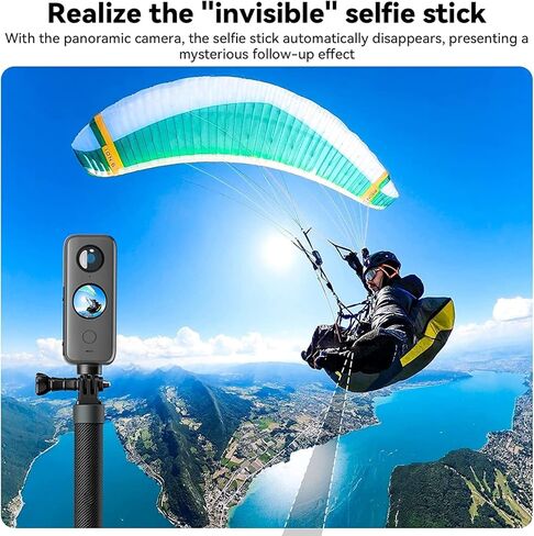 عصا سيلفي طويلة غير مرئية 120 سم/47.2 بوصة متوافقة مع GoPro 12/11/10/9/8 /Max/7/6/5، Insta 360 One R/Rs X2/X3، Osmo Action 2/3، عمود خفيف الوزن من ألياف الكربون عصا سيلفي مطورة من مونوبود in Kuwait