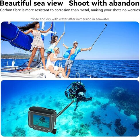 عصا سيلفي طويلة غير مرئية 120 سم/47.2 بوصة متوافقة مع GoPro 12/11/10/9/8 /Max/7/6/5، Insta 360 One R/Rs X2/X3، Osmo Action 2/3، عمود خفيف الوزن من ألياف الكربون عصا سيلفي مطورة من مونوبود in Kuwait