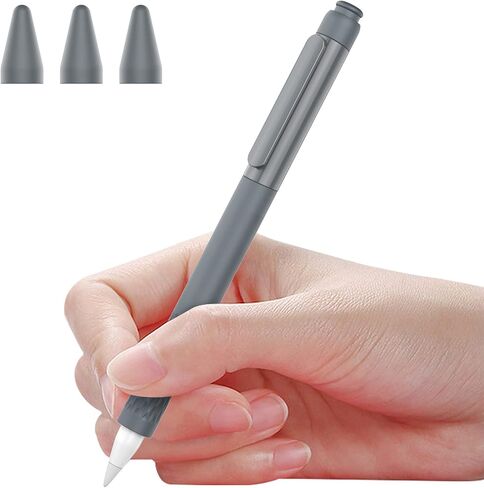 حافظة قلم رصاص من السيليكون من MoKo لقلم Apple الجيل الأول، غطاء من السيليكون خفيف الوزن لقلم Apple Pencil مضاد للانزلاق ومقبض iPad مع مشبك، 3 رؤوس، أرجواني القلقاس in Saudi Arabia