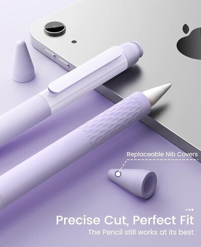 حافظة قلم رصاص من السيليكون من MoKo لقلم Apple الجيل الأول، غطاء من السيليكون خفيف الوزن لقلم Apple Pencil مضاد للانزلاق ومقبض iPad مع مشبك، 3 رؤوس، أرجواني القلقاس in Saudi Arabia