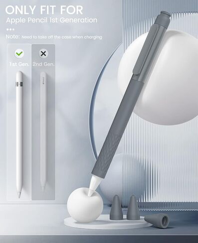 حافظة قلم رصاص من السيليكون من MoKo لقلم Apple الجيل الأول، غطاء من السيليكون خفيف الوزن لقلم Apple Pencil مضاد للانزلاق ومقبض iPad مع مشبك، 3 رؤوس، أرجواني القلقاس in Saudi Arabia