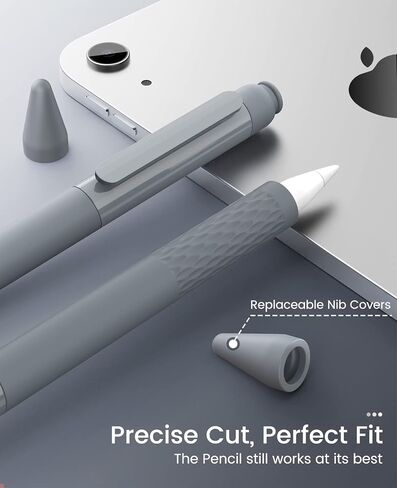 حافظة قلم رصاص من السيليكون من MoKo لقلم Apple الجيل الأول، غطاء من السيليكون خفيف الوزن لقلم Apple Pencil مضاد للانزلاق ومقبض iPad مع مشبك، 3 رؤوس، أرجواني القلقاس in Saudi Arabia