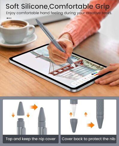 حافظة قلم رصاص من السيليكون من MoKo لقلم Apple الجيل الأول، غطاء من السيليكون خفيف الوزن لقلم Apple Pencil مضاد للانزلاق ومقبض iPad مع مشبك، 3 رؤوس، أرجواني القلقاس in Saudi Arabia