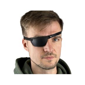 Black Leather Eye Patch, Eye Patch, Man Eye Patch, Woman Eye Patch, Slim Eye Patch, Eye patch (For Left Eye)