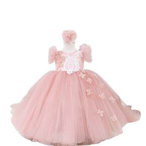 Rebecca Flower Dress Blush - Luxurious Lilac Satin Sleeveless Floral Dress for Babies & Toddlers - Perfect for Birthdays & Weddings - Elegant Tutu & Maxi Length Design (White, 9-12 Months US Kids' Numeric)