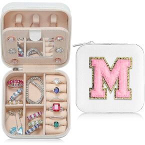 Parima Travel Jewelry Case for Women Girls, L Initial Travel Jewelry Case | Small Jewelry Travel Case | Personalized Travel Mini Jewelry Case | Birthday Gifts for Women Mom Grandma - Letter J, White