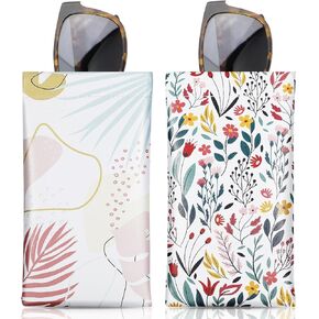 MoKo Squeeze Top Glasses Pouch, Portable Leather Soft Sunglasses Case Anti-Scratch Eyeglasses Bag Goggles Sleeve