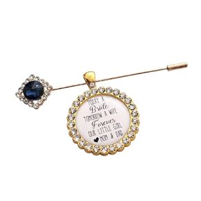 Bridal Bouquet Pin Bouquet Charm Something Blue Wedding Accessory Bridal Pin Bride Gift from Mom and Dad Wedding Jewelry Mother Father Daughter Gift Sapphire Flower Bouquet Pin(Today a Bride-Gold)
