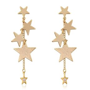 925 sterling Silver Silver Sparcly Star Drop أقراط شرابة طويلة أقراط للنساء مجوهرات النجوم