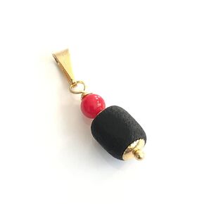 SIFRIMANIA Azabache Azabache Strow Starm Stone Black Jet Stone Red Coral قلادة أما أمازون أصيلة للسلاسل أو الأساور (حجم البالغين 20 مم × 10 مم)