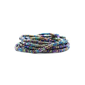 Iridescent Waist Beads, African Waist Chain, Stylish Waist Beads for Women, Waist Beads for Weight Loss and Cultural Expression, Easy Tie-On and Adjustable, 45-50 Inches, Black - MaddieMayShop