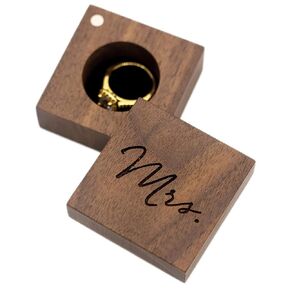 MUUJEE Mr Ring Box - Engraved Wooden Ring Box for Wedding Ceremony Ring Bearer Box - Anniversary Birthday Gift for Husband Him