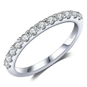 Moissanite Engagement Rings for Women,925 Sterling Silver Stackable Rings,18K White Gold Plated Lab Created Diamond Ring, Ideal Gift for Women,Band Size 3-12 (B-0.3ct（1.5mm）, 6)
