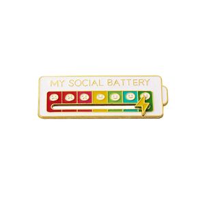 Social Battery Pin for Women Girl Creative Mood Energy Indicator Brooch Pins Fun Enamel Emotional Emotion Mood Expressing Pins Functional Aesthetic Brooch Gifts Decoration (Black)