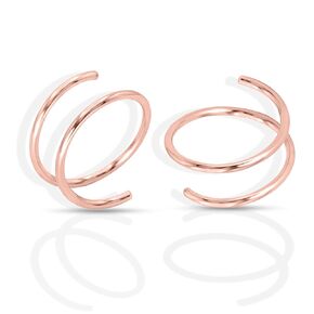 14k Gold Small Double Hoop Earrings for Single Piercing | Twist Spiral Cartilage Earring | Double Piercing Earrings for Women