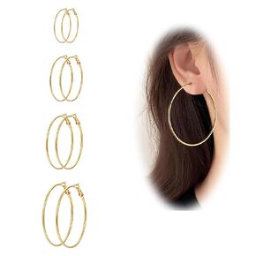 4 أزواج 925 أقراط مطلية بالفضة للنساء ، أقراط دائرة خفيفة الوزن Huggie Hypoallergenic تتدفق 30 مم/40 مم/50 مم/60 مم من أقراط طوق غير تشويه للنساء لمجموعة الحياة اليومية (4p الفضة)