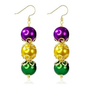 Mardi Gras Earrings, Lightweight Beads Mardi Gras Earrings for Women, Mardi Gras Accessories for Mardi Gras Outfits, Mardi Gras Party Favors 2025 Cute Holiday Jewelry