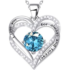 Sliver Heart Necklaces for Women as Birthday holiday Gifts, I Love You Necklaces Red Heart Necklaces for Girls Necklaces as Anniversary Gifts