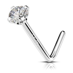 oufer 925 sterling الفضة الفضية مسمار ، عظم L حلقات الأنف على شكل برغي ، 20 جرام من النوسترل الصلبة 2 مم مستدير أنف المجوهرات ثقب المجوهرات للنساء الرجال