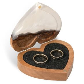 RWA Engagement Ring Box - Exquisite Jewelry Box & Organizer, Epoxy & Wood Handmade Display Case for Girlfriend, Fiancée, Wife, Woman - Valentine's Day Gift - AMOUR (red)