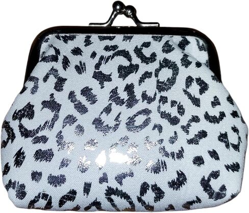 Vintage Design Kiss Snap Closure Coin Purse, Fits in Purse (Pink Leopard Print) in Kuwait