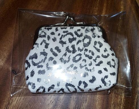Vintage Design Kiss Snap Closure Coin Purse, Fits in Purse (Pink Leopard Print) in Kuwait