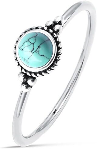 خاتم حجر كوارتز عين النمر الأصفر الطبيعي الصغير 6 مم، خاتم عتيق عتيق S925 من الفضة الاسترليني صغير لطيف وأنيق صغير مستدير من الأحجار الكريمة الحقيقية والكريستال خاتم رقيق للنساء (A12_Tiger-Eye Quartz، 7) in Kuwait