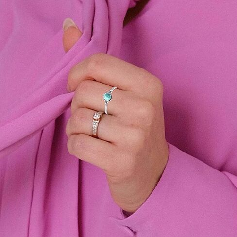 خاتم حجر كوارتز عين النمر الأصفر الطبيعي الصغير 6 مم، خاتم عتيق عتيق S925 من الفضة الاسترليني صغير لطيف وأنيق صغير مستدير من الأحجار الكريمة الحقيقية والكريستال خاتم رقيق للنساء (A12_Tiger-Eye Quartz، 7) in Kuwait