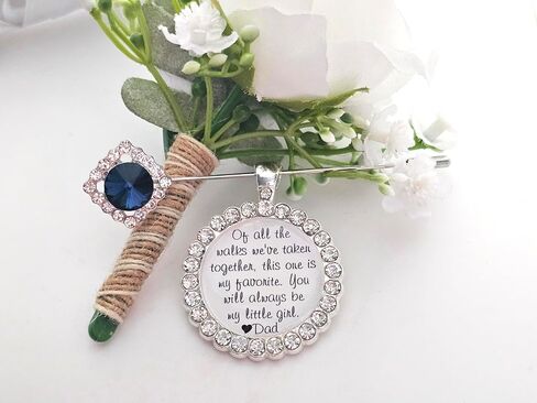 Bridal Bouquet Pin Bouquet Charm Something Blue Wedding Accessory Bridal Pin Bride Gift from Mom and Dad Wedding Jewelry Mother Father Daughter Gift Sapphire Flower Bouquet Pin(Today a Bride-Gold) in Saudi Arabia