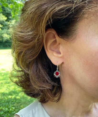 Bottled Up Designs Handmade Vintage Lace Leverback Earrings, Sterling Silver, Eco Friendly, Made in USA, Birthday Gifts, Mothers Day, Women, Anniversary (Mason Jar (Aqua)) in Kuwait
