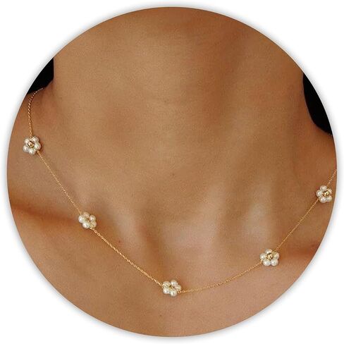 SmileBelle Y Shaped Daisy Pearl Necklaces for Women, Daisy Jewelry Long Pendant Flower Necklace as Wedding Gifts, Summer Beach Gold Y Necklace Prom Accessories Bridesmaid Gift in Saudi Arabia