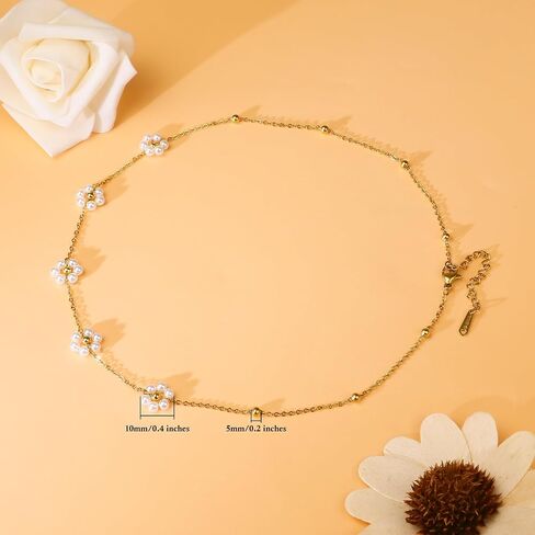 SmileBelle Y Shaped Daisy Pearl Necklaces for Women, Daisy Jewelry Long Pendant Flower Necklace as Wedding Gifts, Summer Beach Gold Y Necklace Prom Accessories Bridesmaid Gift in Saudi Arabia