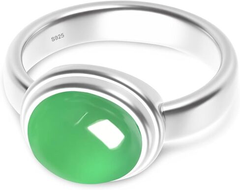 Classical Natural Black Agate Stone Ring,Dainty Elegant 925 Sterling Silver Real Genuine Oval Gemstone Crystal Quartz Ring Jewelry for Women (A01_Black Agate, 7) in Kuwait