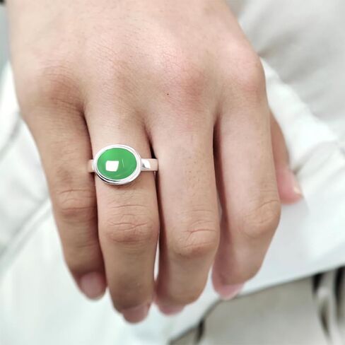 Classical Natural Black Agate Stone Ring,Dainty Elegant 925 Sterling Silver Real Genuine Oval Gemstone Crystal Quartz Ring Jewelry for Women (A01_Black Agate, 7) in Kuwait