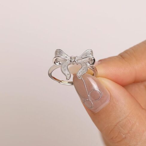 Meissa Dainty Bow Rings Infinity Rings for Women Girls Rose Gold Plated Bow Ring 925 Sterling Silver Handmade Adjustable Friendship Promise Rings, Rose Gold in Kuwait