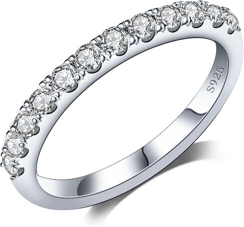 Moissanite Engagement Rings for Women,925 Sterling Silver Stackable Rings,18K White Gold Plated Lab Created Diamond Ring, Ideal Gift for Women,Band Size 3-12 (B-0.3ct（1.5mm）, 6) in Kuwait