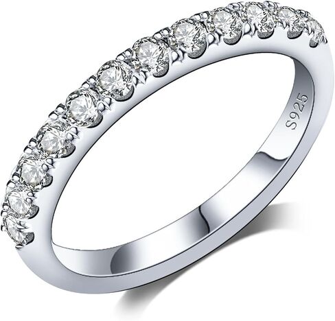 Moissanite Engagement Rings for Women,925 Sterling Silver Stackable Rings,18K White Gold Plated Lab Created Diamond Ring, Ideal Gift for Women,Band Size 3-12 (B-0.3ct（1.5mm）, 6) in Kuwait