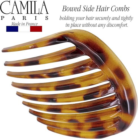 Camila Paris CP2431 فرنسي شعر جانب الشعر مشط قذيفة السلحفاة الدائرية الصغيرة ، ملطفة الشعر الفرنسية ، مقاطع شعر قوية الحجز للنساء ردة كعكة ، لا توجد إكسسوارات شعر الفتيات في فرنسا مصنوعة في فرنسا in Kuwait