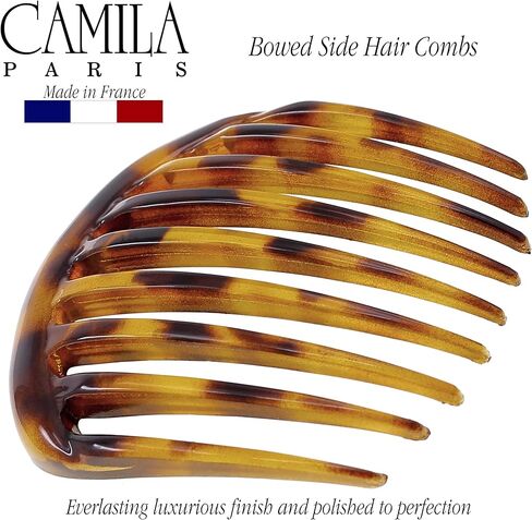 Camila Paris CP2431 فرنسي شعر جانب الشعر مشط قذيفة السلحفاة الدائرية الصغيرة ، ملطفة الشعر الفرنسية ، مقاطع شعر قوية الحجز للنساء ردة كعكة ، لا توجد إكسسوارات شعر الفتيات في فرنسا مصنوعة في فرنسا in Kuwait