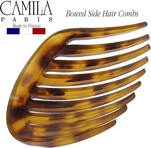 Camila Paris CP2431 فرنسي شعر جانب الشعر مشط قذيفة السلحفاة الدائرية الصغيرة ، ملطفة الشعر الفرنسية ، مقاطع شعر قوية الحجز للنساء ردة كعكة ، لا توجد إكسسوارات شعر الفتيات في فرنسا مصنوعة في فرنسا in Kuwait