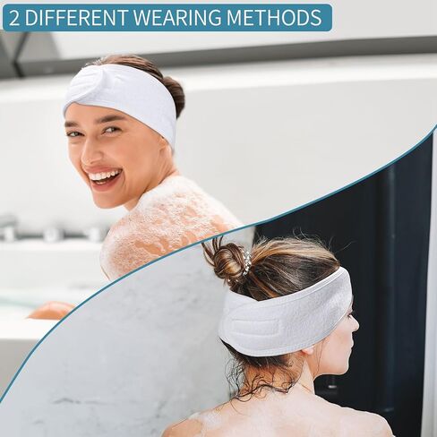 4 Pack Spa Facial Headbands for Women, Black Face Wash Headband Adjustable Make Up Wrap Head for Washing Face Shower Teen Girl Gifts Trendy Stuff in Saudi Arabia