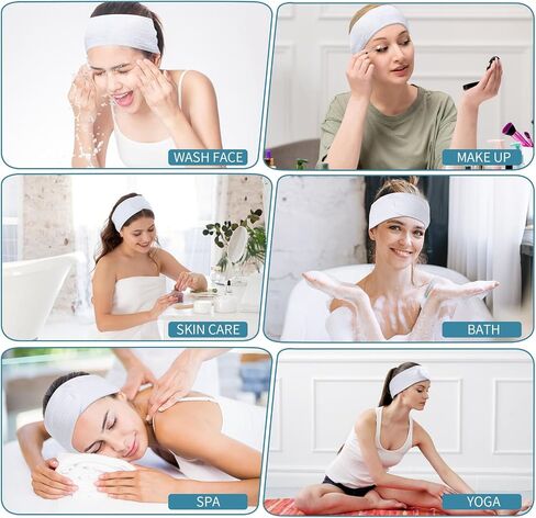 4 Pack Spa Facial Headbands for Women, Black Face Wash Headband Adjustable Make Up Wrap Head for Washing Face Shower Teen Girl Gifts Trendy Stuff in Saudi Arabia
