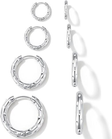 4 Pairs Small Gold Hoop Earrings Set for Women Hypoallergenic 14K Gold Plated Cartilage Hoop Earrings Lightweight Huggie Hoops Earrings in Saudi Arabia