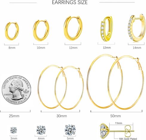 4 Pairs 925 Silver Plated Hoop Earrings For Women, Lightweight Circle Huggie Hypoallergenic Dangle Earrings 30mm/40mm/50mm/60mm Hoop Earrings Set Non Tarnish For Women Daily Life Set (4P Silver) in Kuwait
